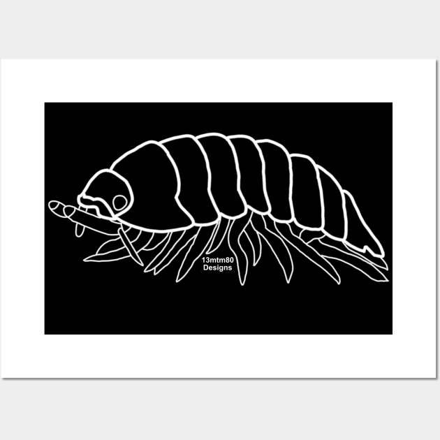 Pill Bug Outline (white) Wall Art by 13mtm80-Designs